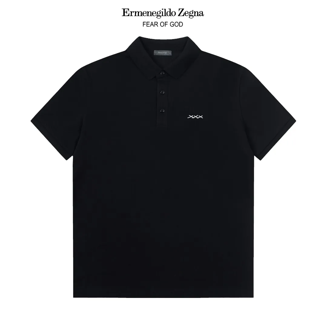 ZENGA Classic LOGO Polo ， Retro Same Style Versatile : White Black Size：M-3XL